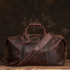 Vintage Duffle Bag Leather | Handmade Leather Duffle Bag