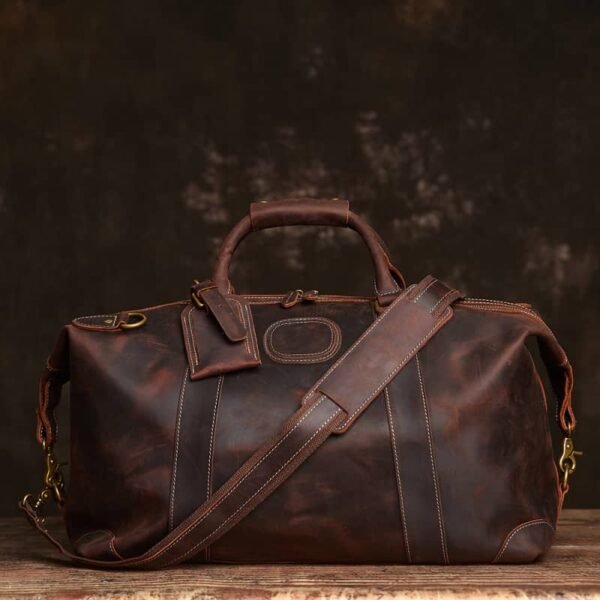 Vintage Duffle Bag Leather | Handmade Leather Duffle Bag - Image 3