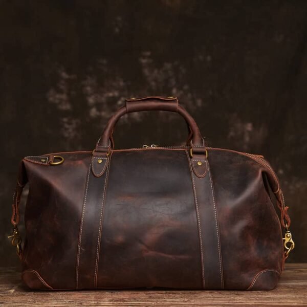 Vintage Duffle Bag Leather | Handmade Leather Duffle Bag - Image 7