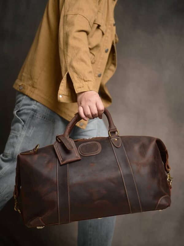 Vintage Duffle Bag Leather | Handmade Leather Duffle Bag - Image 6