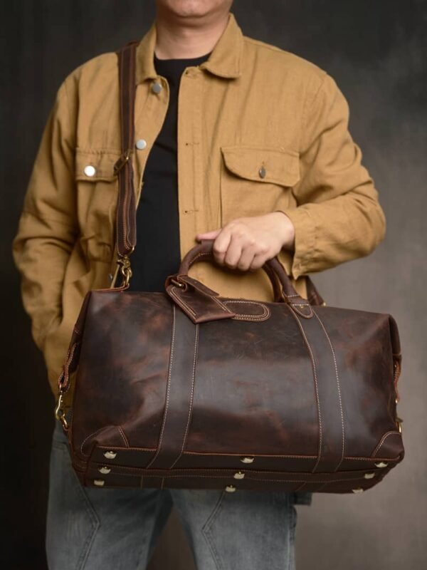 Vintage Duffle Bag Leather | Handmade Leather Duffle Bag - Image 5