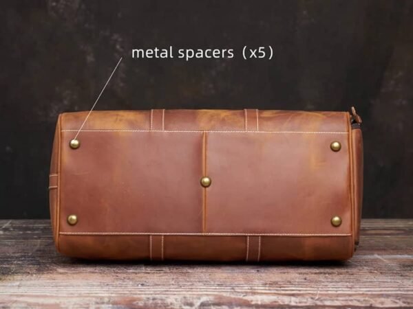 Leather Weekender Travel Bag With Shoe Compartment - Image 9