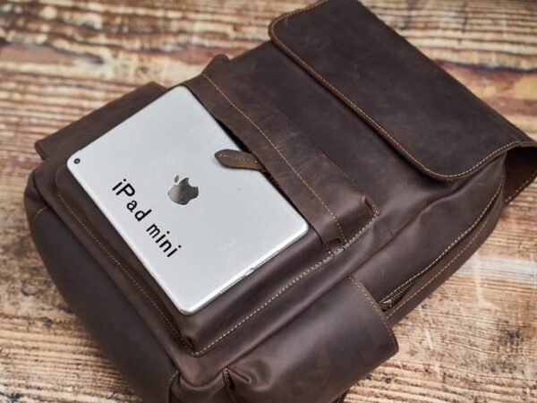 Mens Vintage Leather Backpack For Work 8 Mens Vintage Leather Backpack For Work - Image 8