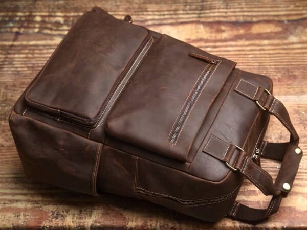 Vintage Large Leather Backpack | With Carry Handle - Image 9