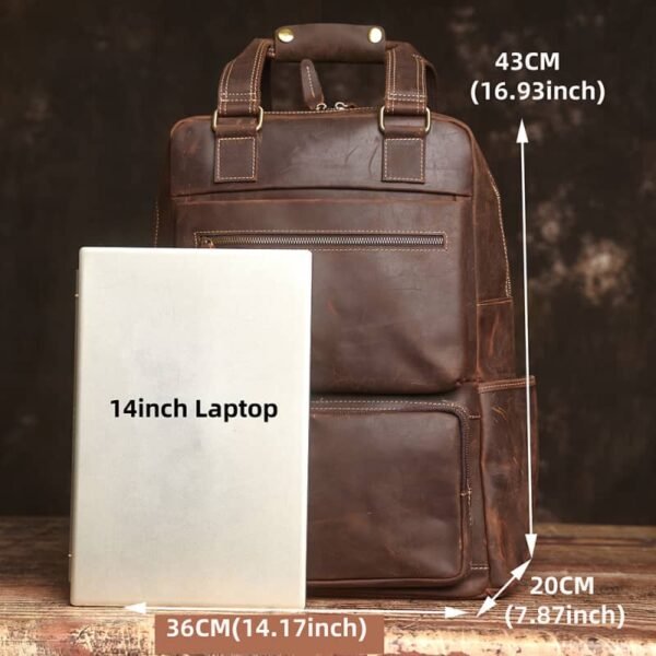 Vintage Large Leather Backpack | With Carry Handle - Image 8