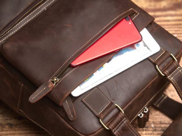 Vintage Large Leather Backpack | With Carry Handle - Image 16