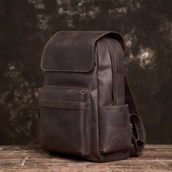 Mens Vintage Leather Backpack For Work 5 Mens Vintage Leather Backpack For Work - Image 5