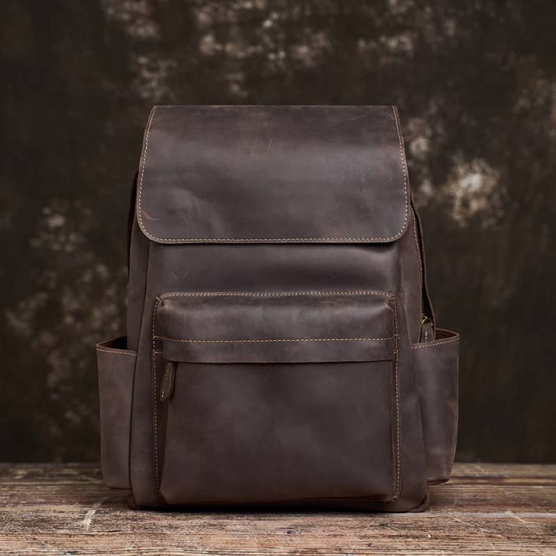 Mens Vintage Leather Backpack For Work 2 Mens Vintage Leather Backpack For Work - Image 2
