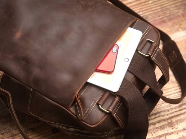 Vintage Large Leather Backpack | With Carry Handle - Image 14