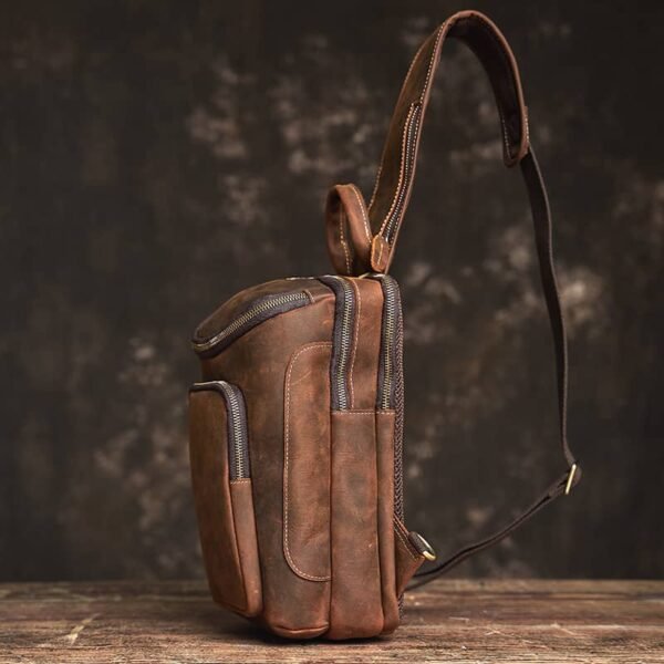 Leather Sling Bag l Large Chest Bag - Image 5