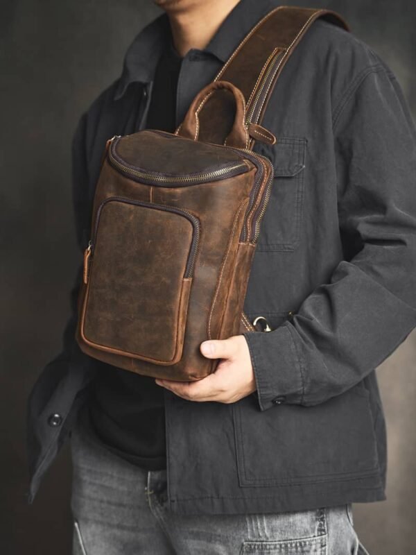 Leather Sling Bag l Large Chest Bag - Image 6