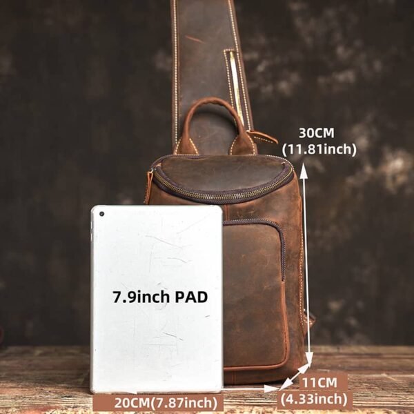 Leather Sling Bag l Large Chest Bag - Image 8