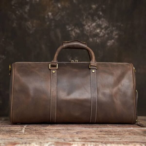 Leather Weekender Travel Bag With Shoe Compartment - Image 11