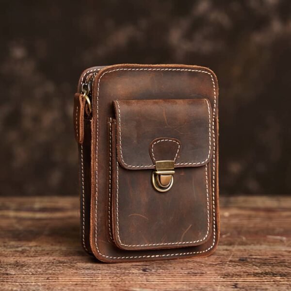 Vintage Leather Fanny Pack | Small Leather Shoulder Bag Supplier - Image 17