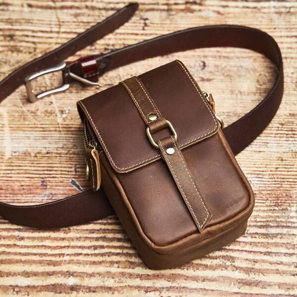 Vintage Leather Fanny Pack | Leather Mini Shoulder Bag 9 Vintage Leather Fanny Pack | Leather Mini Shoulder Bag - Image 9