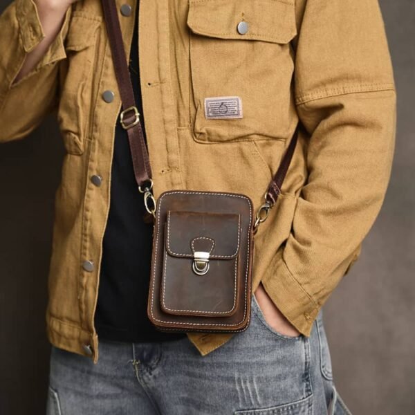 Vintage Leather Fanny Pack | Small Leather Shoulder Bag Supplier - Image 14