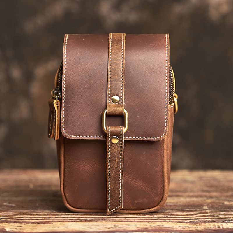 Vintage Leather Fanny Pack | Leather Mini Shoulder Bag 2 Vintage Leather Fanny Pack | Leather Mini Shoulder Bag - Image 2