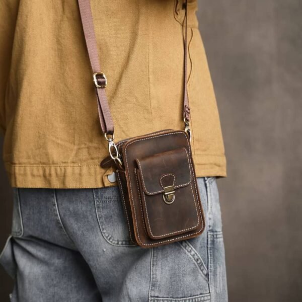 Vintage Leather Fanny Pack | Small Leather Shoulder Bag Supplier - Image 13