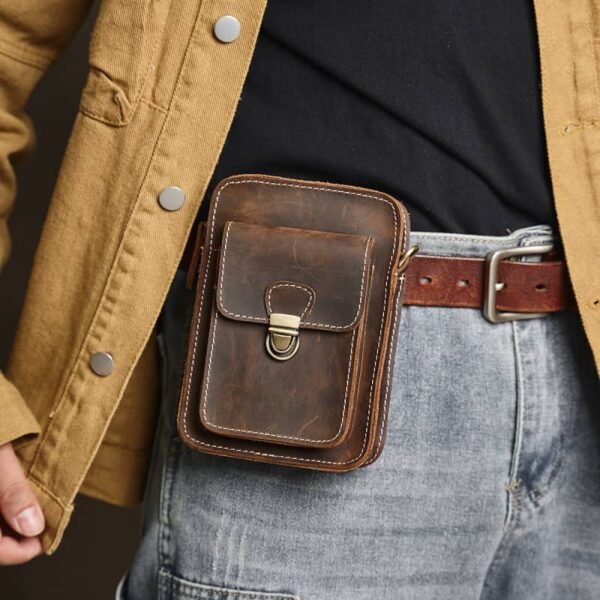 Vintage Leather Fanny Pack | Small Leather Shoulder Bag Supplier - Image 12