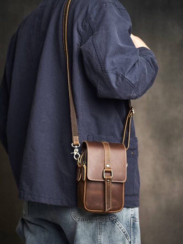 Vintage Leather Fanny Pack | Leather Mini Shoulder Bag 6 Vintage Leather Fanny Pack | Leather Mini Shoulder Bag - Image 6