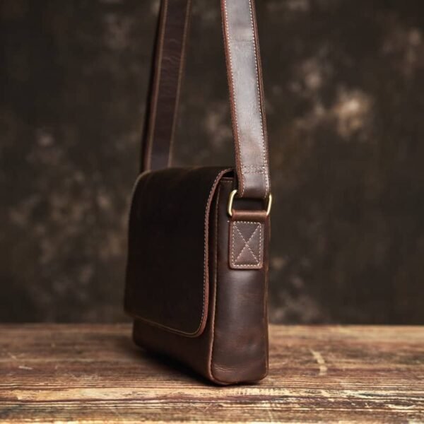 Vintage Leather Messenger Bag | Handmade Leather Shoulder Bag 5 Vintage Leather Messenger Bag | Handmade Leather Shoulder Bag - Image 5