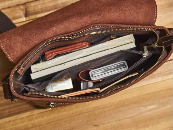 Vintage Leather Messenger Bag | Handmade Leather Shoulder Bag 14 Vintage Leather Messenger Bag | Handmade Leather Shoulder Bag - Image 14