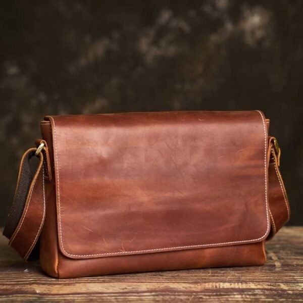 Vintage Leather Messenger Bag | Handmade Leather Shoulder Bag 15 Vintage Leather Messenger Bag | Handmade Leather Shoulder Bag - Image 15
