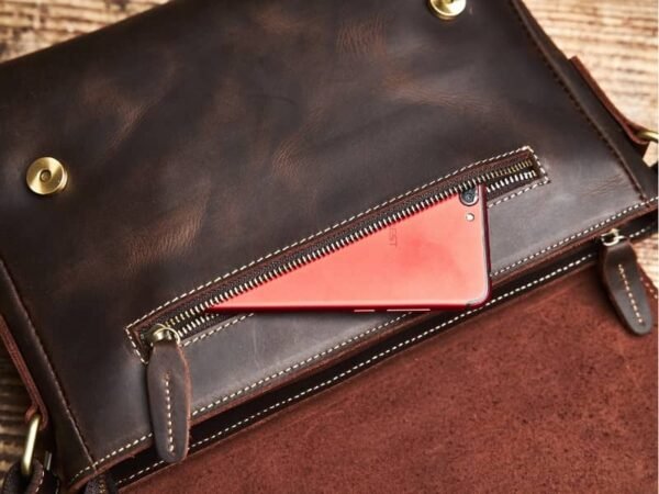 Vintage Leather Messenger Bag | Handmade Leather Shoulder Bag 10 Vintage Leather Messenger Bag | Handmade Leather Shoulder Bag - Image 10