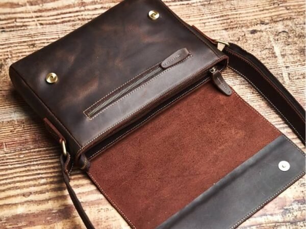 Vintage Leather Messenger Bag | Handmade Leather Shoulder Bag 9 Vintage Leather Messenger Bag | Handmade Leather Shoulder Bag - Image 9
