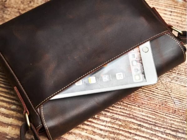 Vintage Leather Messenger Bag | Handmade Leather Shoulder Bag 7 Vintage Leather Messenger Bag | Handmade Leather Shoulder Bag - Image 7