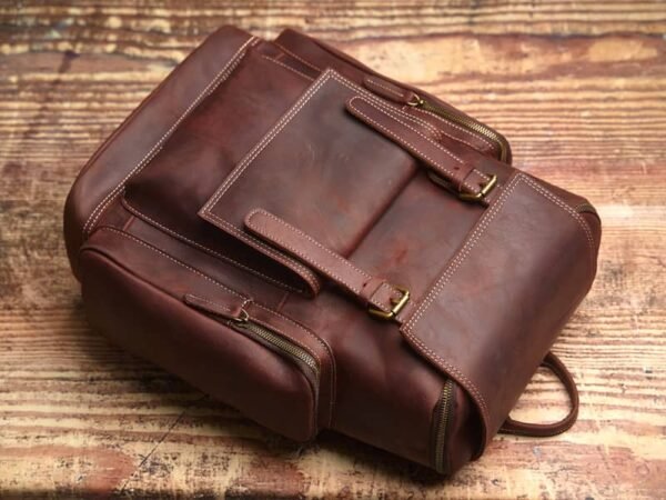 Vintage Large Leather Backpack 8 Vintage Large Leather Backpack - Image 8
