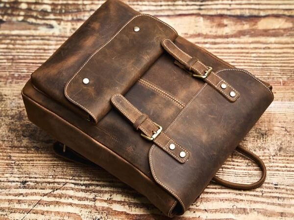 Vintage Leather Backpack | With Flip-Top Cover 9 Vintage Leather Backpack | With Flip-Top Cover - Image 9