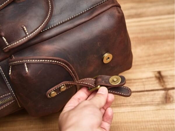Vintage Leather Backpack | Handmade Flip-Top backpack - Image 13