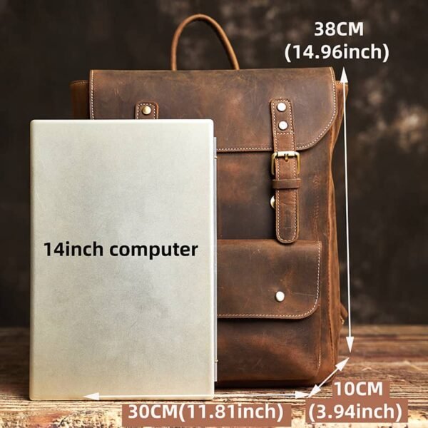 Vintage Leather Backpack | With Flip-Top Cover 8 Vintage Leather Backpack | With Flip-Top Cover - Image 8