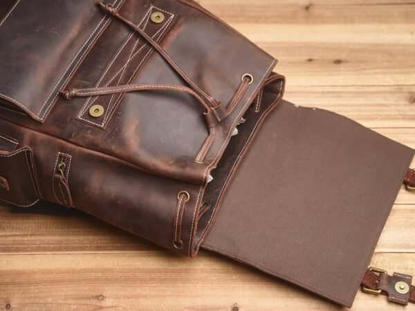 Vintage Large Leather Backpack | Flip-Top backpack 14 Vintage Large Leather Backpack | Flip-Top backpack - Image 14