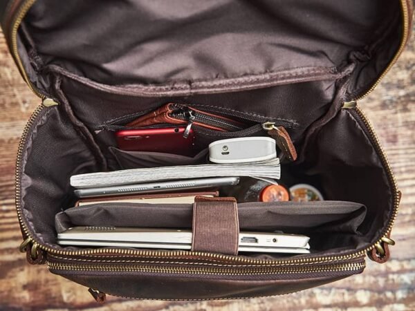 Vintage Leather Backpack for Laptop 11 Vintage Leather Backpack for Laptop - Image 11