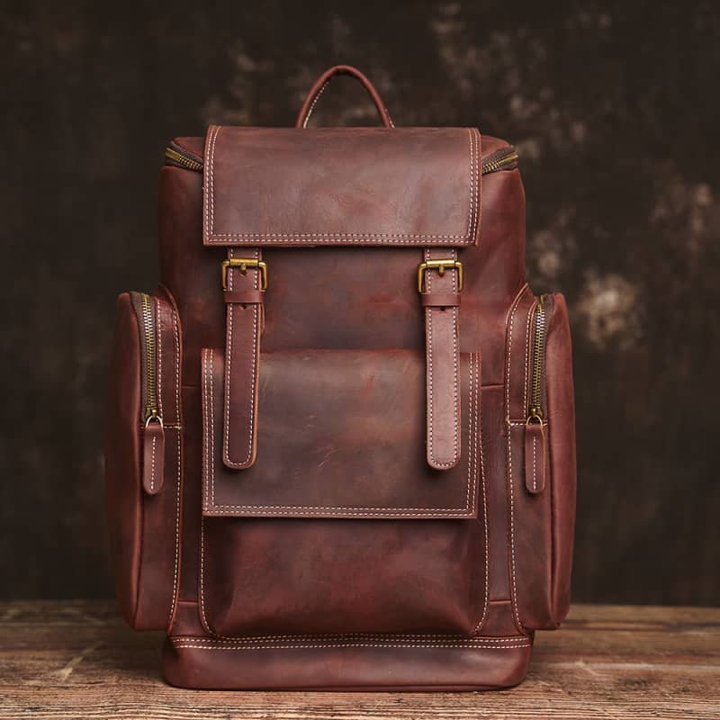 Vintage Large Leather Backpack 1 Vintage Large Leather Backpack