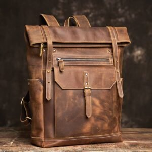Vintage Large Leather Backpack | Folding Backpack
