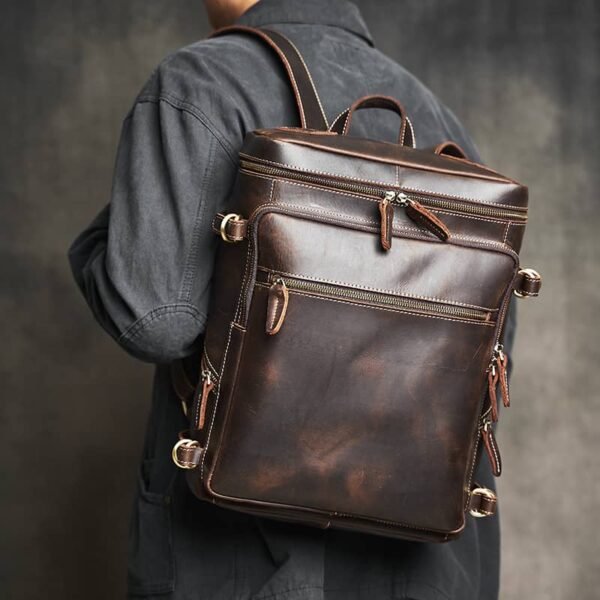 Vintage Leather Backpack for Laptop 6 Vintage Leather Backpack for Laptop - Image 6