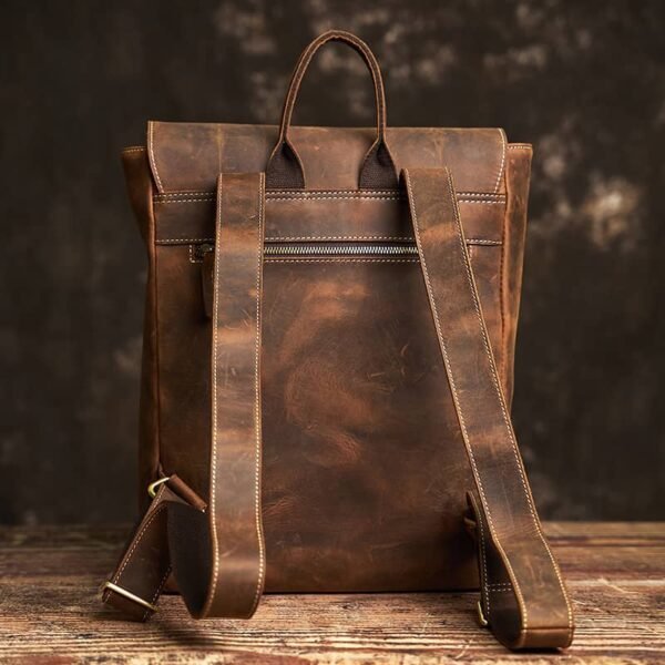 Vintage Leather Backpack | With Flip-Top Cover 6 Vintage Leather Backpack | With Flip-Top Cover - Image 6