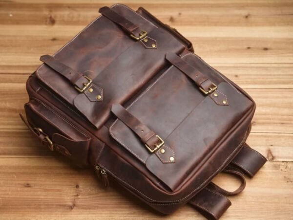 Vintage Large Leather Backpack | Handmade Leather Backpack 8 Vintage Large Leather Backpack | Handmade Leather Backpack - Image 8