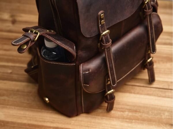 Vintage Leather Backpack | Handmade Flip-Top backpack - Image 14