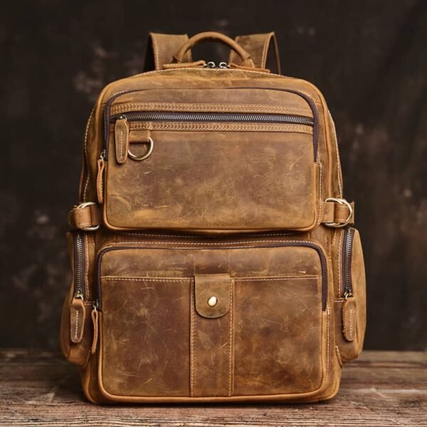 Vintage Leather Backpack Laptop for Men | Classic Backpack - Image 17