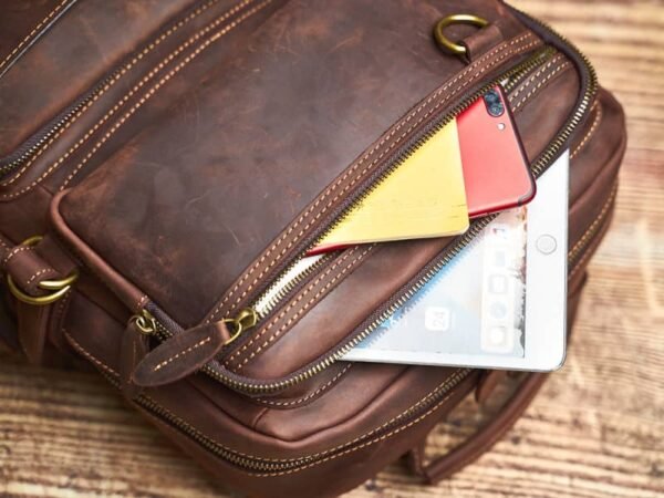 Vintage Leather Backpack Laptop for Men | Classic Backpack - Image 9