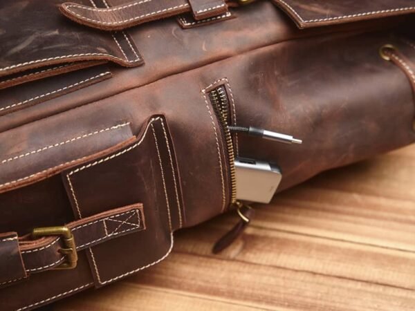 Vintage Large Leather Backpack | Flip-Top backpack 12 Vintage Large Leather Backpack | Flip-Top backpack - Image 12