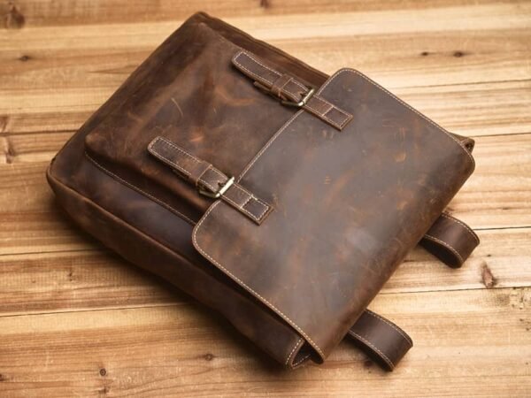 Vintage Handmade Leather Backpack | With Flip-Top Cover - Image 7