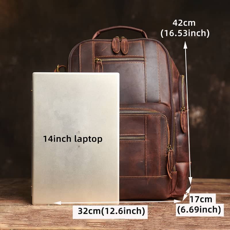 Vintage Leather Double Backpack | Trolley Case Fixing Strap 23 vintage leather backpack bag 13