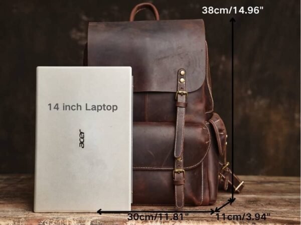 Vintage Leather Backpack | Handmade Flip-Top backpack - Image 7