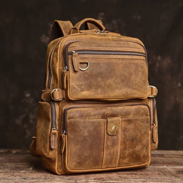 Vintage Leather Backpack Laptop for Men | Classic Backpack - Image 16