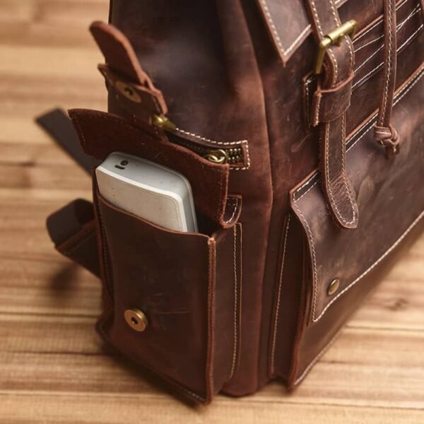 Vintage Large Leather Backpack | Flip-Top backpack 11 Vintage Large Leather Backpack | Flip-Top backpack - Image 11